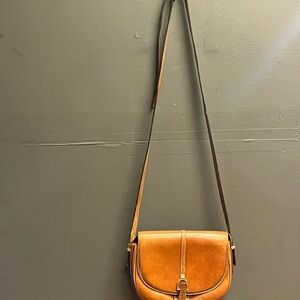 Vintage Women Louise Fontaine Leather Cross Body Handbag Purse Small Brown